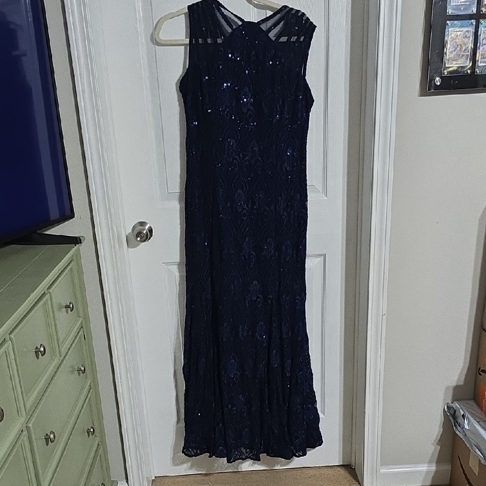 R&M Richards Midnight Blue Sequin Gown